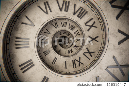 Aged Spiral Clock Face, Vintage Time Concept Background Aged Spiral Clock Face, Vintage Time Concept Background 126319447