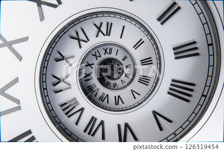 Clean White Spiral Clock, Timeless Minimal Background 126319454