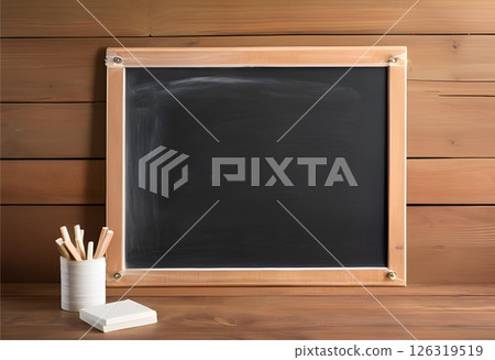 Small blackboard with chalk for easy writing.AI Generated Small blackboard with chalk for easy writing.AI Generated 126319519