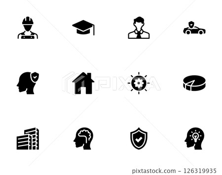 Black Glyph Icons Professions, Security, Innovation, and Business Elements Black Glyph Icons Professions, Security, Innovation, and Business Elements 126319935