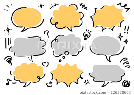 一組手繪氣泡和漫畫符號_顏色① 一組手繪氣泡和漫畫符號_顏色① 126320603
