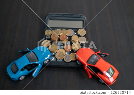 Finance bank tax expense accounting budget money businessman hand for Business expense analysis saving use car Financial calculate accountant close up calculator with graph chart write office desk 126320714