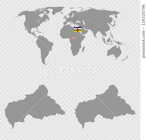 Central African Republic Map Set with World Location. 126320796