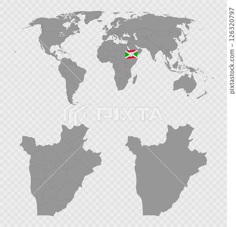 Burundi Map Set with World Location. Burundi Map Set with World Location. 126320797