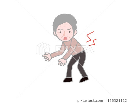 Illustration of an elderly man with a backache 126321112