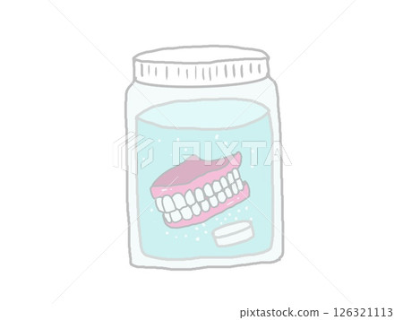 Illustration of cleaning dentures 126321113