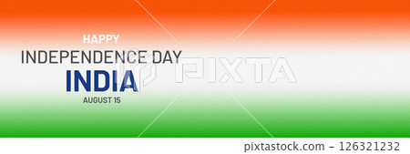 The background is in the colors of the Indian flag with a grainy texture. Indian Independence Day 126321232