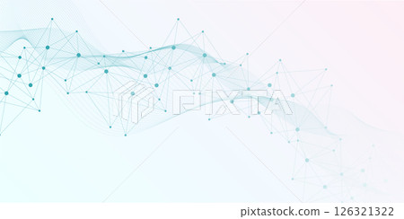 Molecular structure DNA, atom, neurons. Science concept for your design. Connected lines with dots. Medical, technology, chemistry, science background. Vector illustration Molecular structure DNA, atom, neurons. Science concept for your design. Connected lines with dots. Medical, technology, chemistry, science background. Vector illustration 126321322