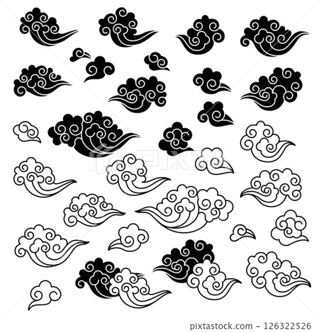 簡約日式抽象雲插畫, 簡約日式抽象雲插畫, 126322526