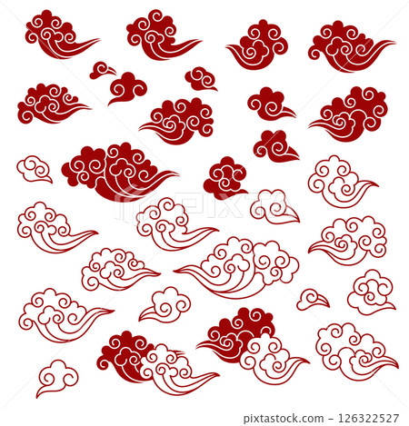 簡約日式抽象雲插畫， 126322527