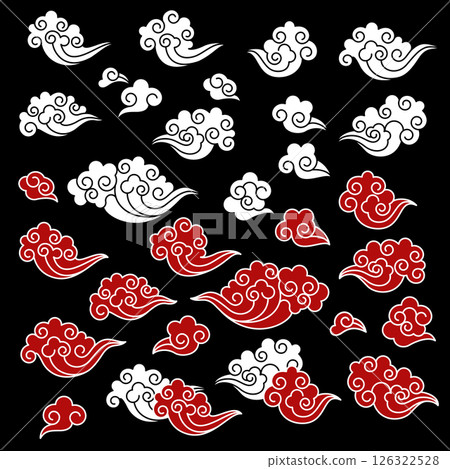 簡約日式抽象雲插畫， 126322528