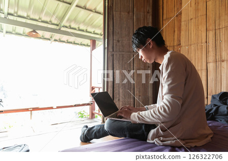 Future remote work combines technology nature smart phone enable e learning productivity while traveling blending comfort modern devices serenity computer equipment business connection natural world 126322706