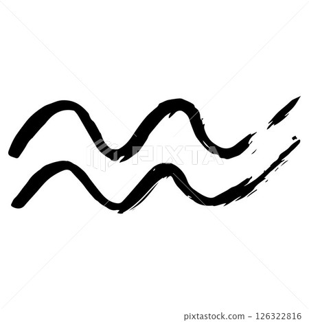Aquarius Zodiac Sign. Hand-Drawn Ink Calligraphy in Black and White Style on White Background, Astrology and Horoscope Symbol Aquarius Zodiac Sign. Hand-Drawn Ink Calligraphy in Black and White Style on White Background, Astrology and Horoscope Symbol 126322816