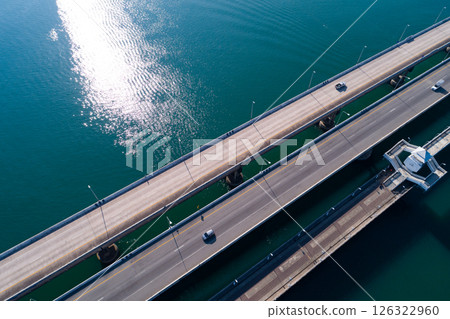 High angle view Sarasin bridge Phuket island Thailand 126322960