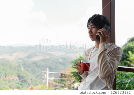 Future remote work combines technology nature smart phone enable e learning productivity while traveling blending comfort modern devices serenity computer equipment business connection natural world 126323182
