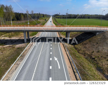 Aerial view of a bridge over a highway. Travel concept. 126323329