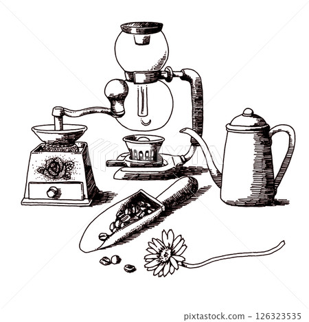 Pen drawing coffee utensil set 126323535