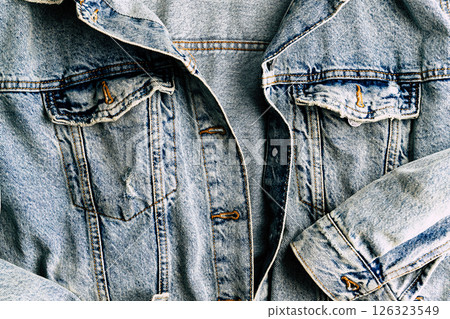 Close up of a denim jacket or fabric 126323549