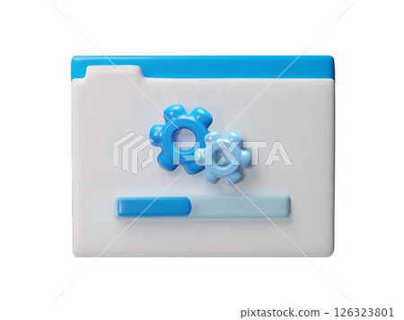Folder icon with gears and loading indicator. 3D vector illustration. Folder icon with gears and loading indicator. 3D vector illustration. 126323801