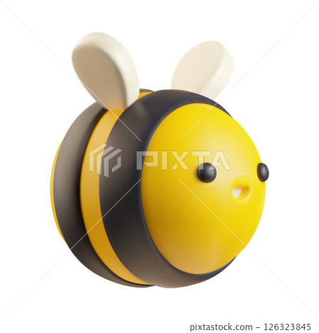 3d vector illustration of cute round bee on isolated background. 3d vector illustration of cute round bee on isolated background. 126323845