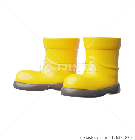 3D vector illustration of a pair of yellow rubber boots. 3D vector illustration of a pair of yellow rubber boots. 126323876