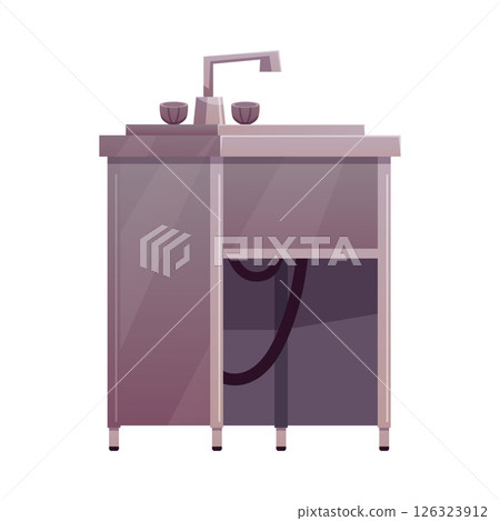 Steel sink, vector flat metallic household or... - Stock Illustration ...