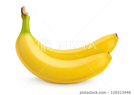 Two ripe yellow bananas isolated on white background Two ripe yellow bananas isolated on white background 126323946