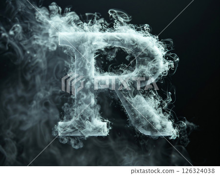 Smoke font. Letter R. AI Generated. Smoke font. Letter R. AI Generated. 126324038