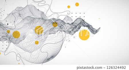The abstract wave is made in a frame style. Template for science and technology presentation. Sphere art. Vector. The abstract wave is made in a frame style. Template for science and technology presentation. Sphere art. Vector. 126324492