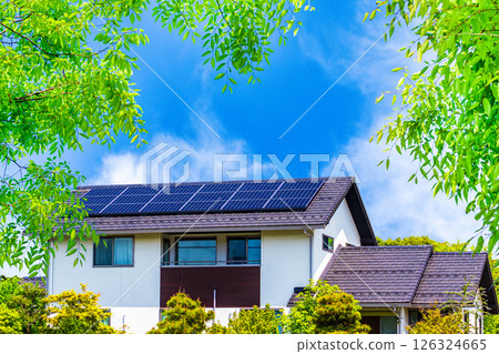 Eco image_An eco-house surrounded by fresh greenery 126324665