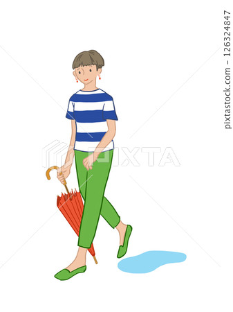 Going out after the rain / Short-haired woman with umbrella Going out after the rain / Short-haired woman with umbrella 126324847