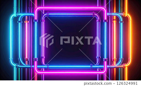 AI Image: Colorful neon frame material 126324991
