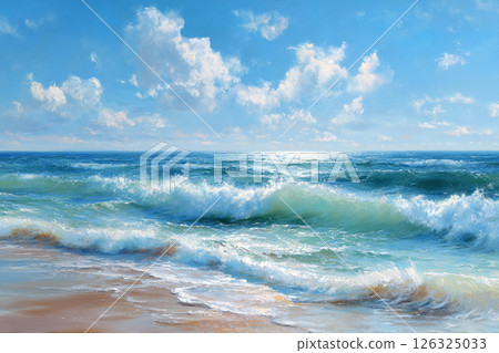 Beautiful sea and sky picture AI image 126325033