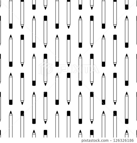 Eye pen Seamless pattern. Vector graphic line illustration. Black and white cosmetic makeup art. concept for your web site mobile app logo UI design. 126326186