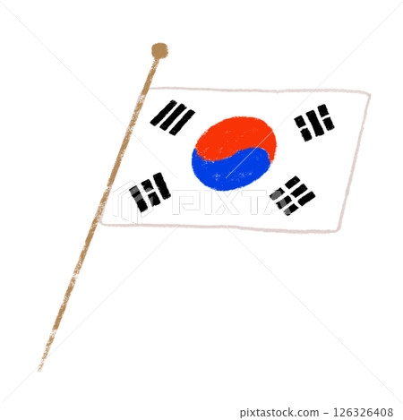 Korean flag, diagonal, crayon touch Korean flag, diagonal, crayon touch 126326408