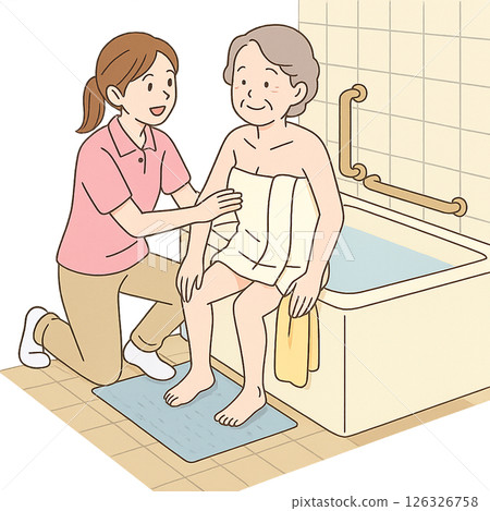 協助患者沐浴後安全移動 126326758