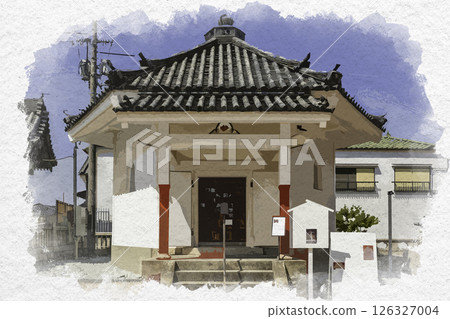 水彩風格：岡山縣岡山市西大寺六角經庫 126327004