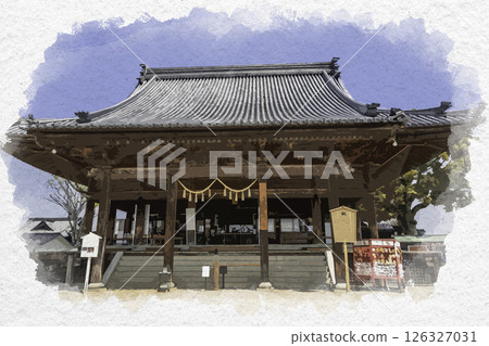 Watercolor painting style, Saidaiji Kannon-in Temple, Main Hall, Okayama City, Okayama Prefecture Watercolor painting style, Saidaiji Kannon-in Temple, Main Hall, Okayama City, Okayama Prefecture 126327031