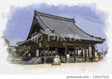 水彩畫風格，西大寺觀音院本堂，岡山縣岡山市 126327032