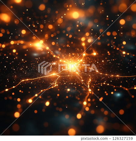 Dynamic Background Featuring Bright Orange Lights and Sparkling Particles in Motion 126327159