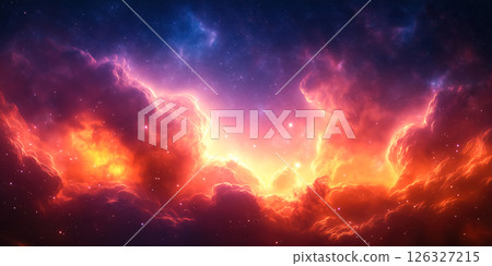 Stunning Cosmic Nebula with Vibrant Colors and Deep Space Atmosphere 126327215