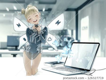 Techno Fairy - Illustration of a charging fairy waiting to be taken outside 126327719