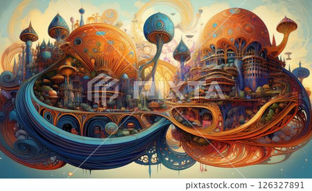 水彩城市景觀 水彩城市景觀 126327891