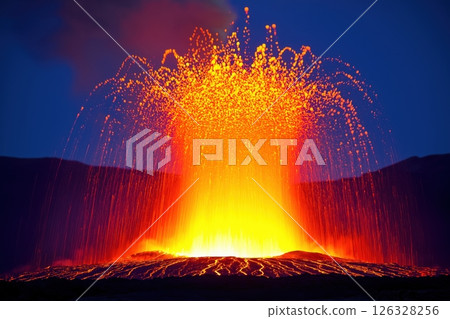 Abstract view of a volcanic eruption dynamic patterns 126328256