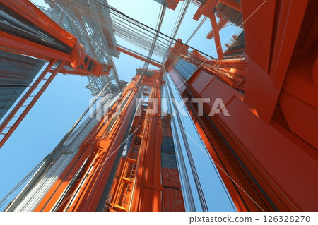 Close-up of crane bridge lifting a container at port 126328270
