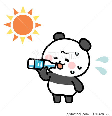 熊貓喝水防中暑的圖示 126328322