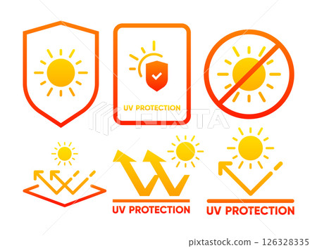 UV Protection. Ultraviolet Rays Icon. Sunblock. Skin care. SPF sun resistant. Sun UV level. Isolated Vector Illustration. UV Protection. Ultraviolet Rays Icon. Sunblock. Skin care. SPF sun resistant. Sun UV level. Isolated Vector Illustration. 126328335