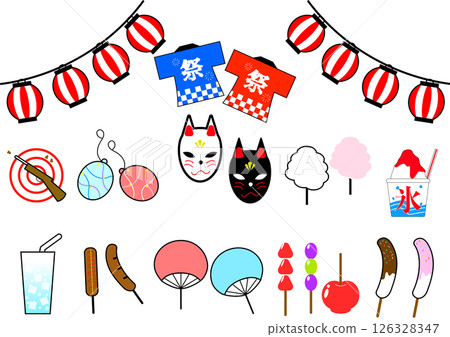 夏季節日和博覽會插圖設定顏色 夏季節日和博覽會插圖設定顏色 126328347