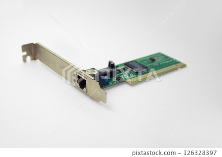 internal ethernet network adapter for connecting to pci slot of motherboard. with clipping path internal ethernet network adapter for connecting to pci slot of motherboard. with clipping path 126328397