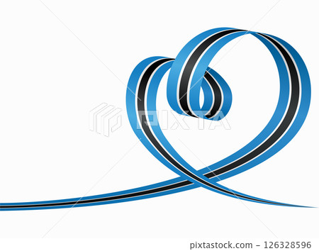 Botswanan flag heart shaped ribbon. Vector illustration. 126328596